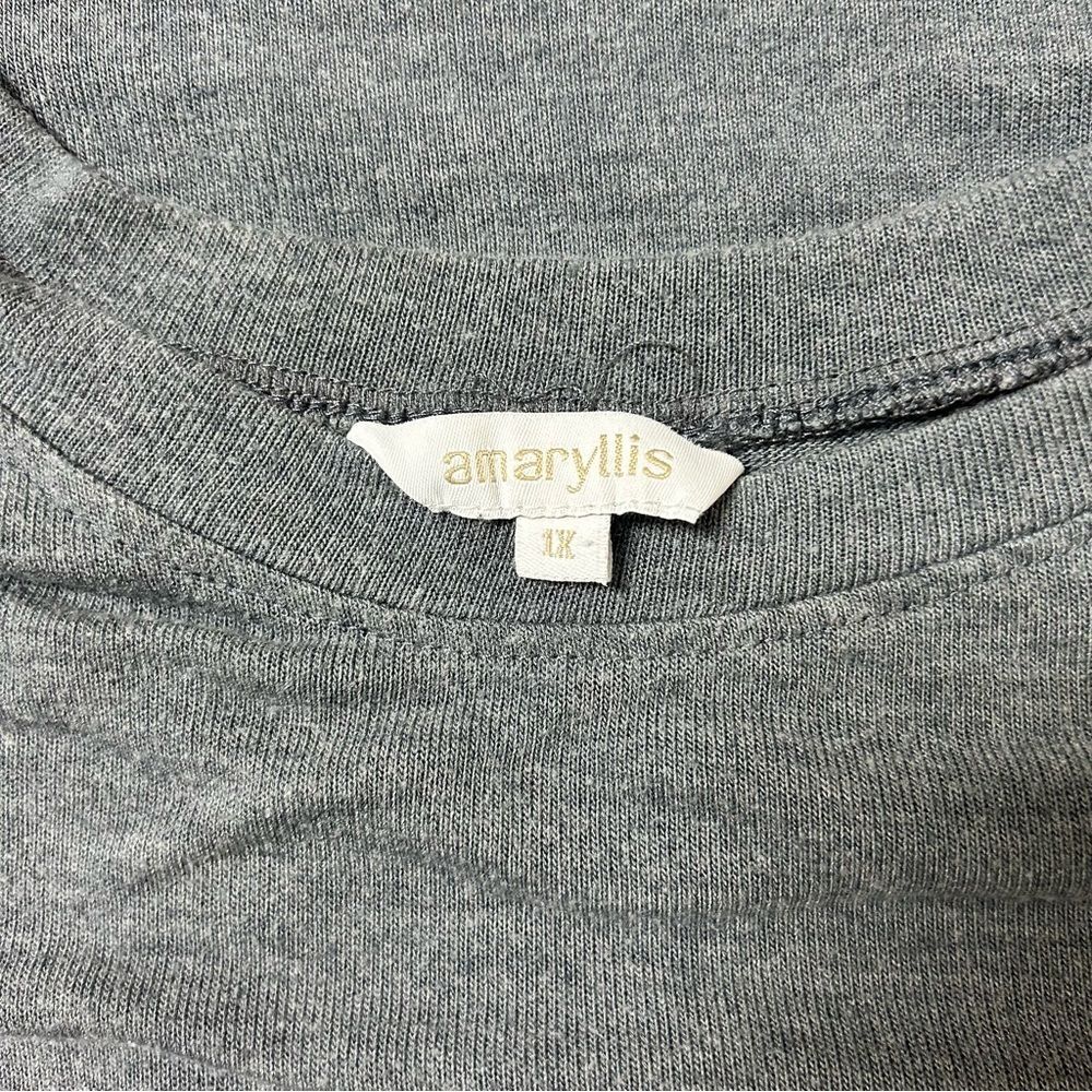 Amaryllis Gray Tee Colorful Floral Print Hi-Lo T-shirt Size 1x - Picture 6 of 9